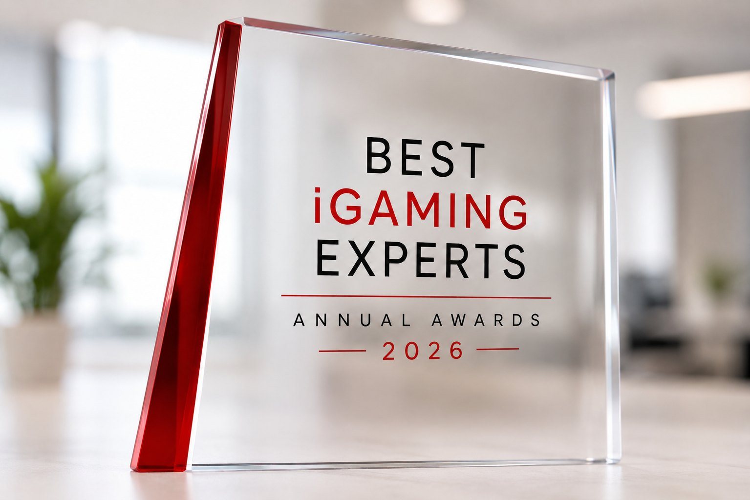 The Best iGaming Experts Annual Awards 2026 glass trophy